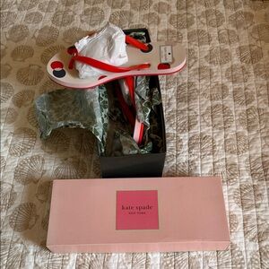 Kate Spade Polka Dot Flip Flops with Red Straps